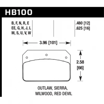 HAWK PERFORMANCE BRAKE PADS - DYNALITE - HAW-HB100W