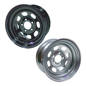 BART IMCA COMPETITION WHEELS - 15 INCH X 8 INCH WIDE; APPROX. 19 LBS; Silver